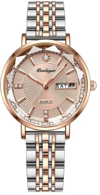 POEDAGAR Armbanduhr Edelstahl, Roségold, Quarz, Damen, Wasserdicht - Bild 1