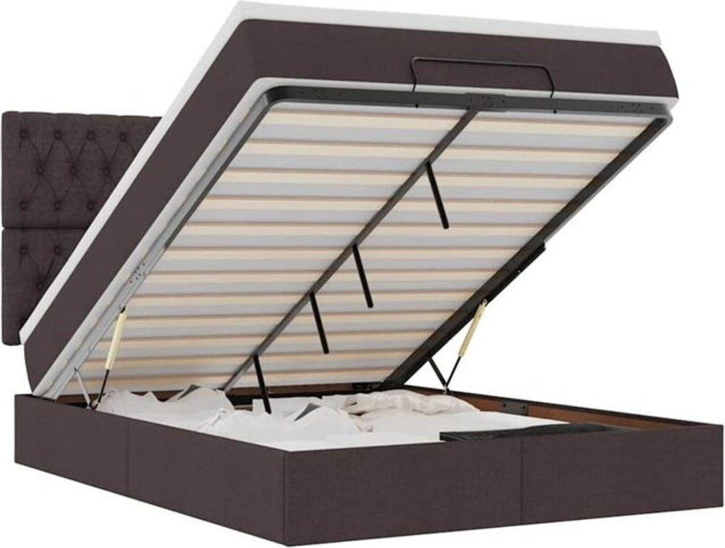 vidaxl Ottoman Polsterbett mit Matratze aus Stoff in Dunkelbraun B: 140 cm, L: 190 cm - Bild 1