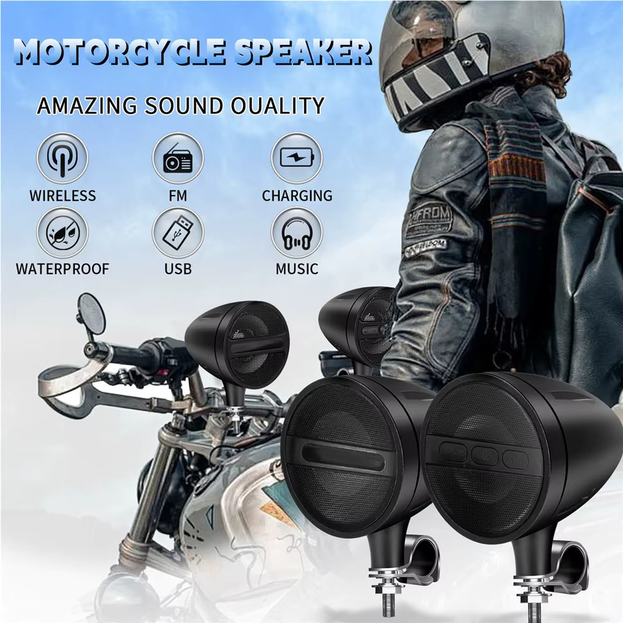 Wasserdichter Motorrad-Bluetooth-Lautsprecher in Schwarz mit FM-Radio, USB und Unterstützung für WMA, MP3 und WAV für 12 V Systeme - Bild 6