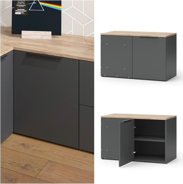 Vicco Eckkommode Wido in Anthrazit und Eiche mit Tür, B/T: 80 x 50 cm - Bild 1
