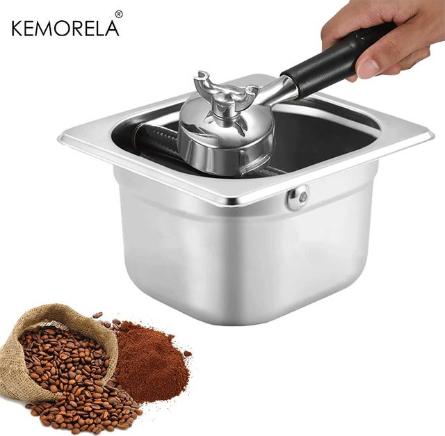 KEMORELA Tragbarer Edelstahl-Kaffeesatzbehälter in Silber für Espressomaschinen - Bild 1