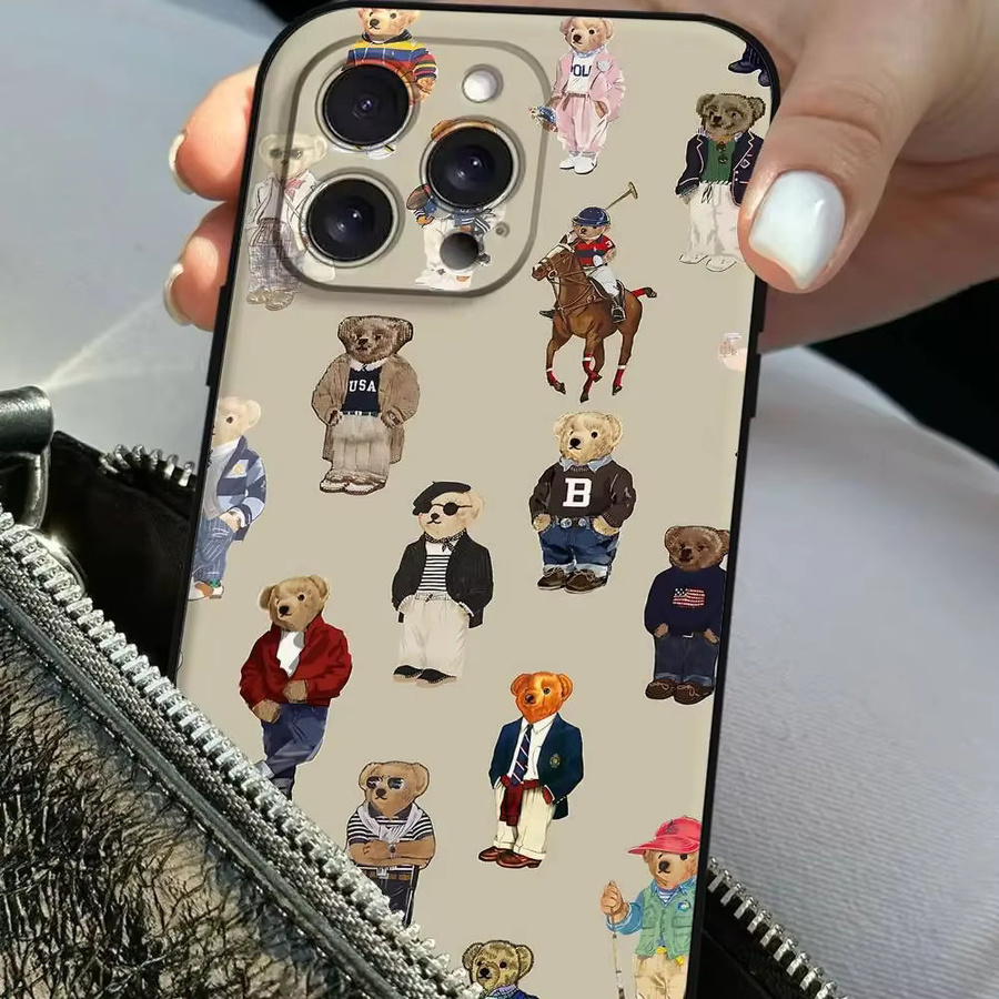 Stoßfeste Silikon-Handyhülle im Teddybär-Design für iPhone 17 16 15 14 13 12 11 Pro Max Mini XS XR 7 Plus in Multicolor - Bild 6