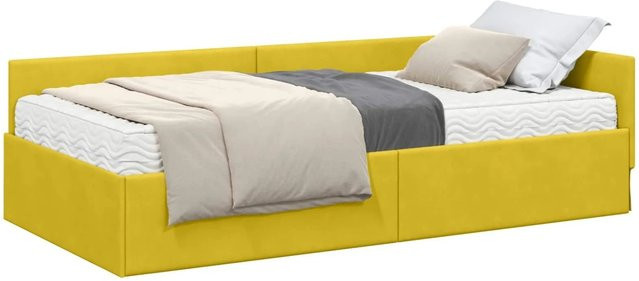 vidaXL Eckbettgestell mit Matratze in Grün aus Samt, 2-teiliges Set, B/T: 80 x 200 cm - Bild 1