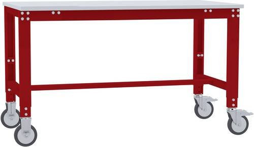 Manuflex AU7411.3003 Universal Arbeitstisch mobil mit Melaminplatte in Rubin-Rot, B/T/H: 200 x 80 x 75,2-97,2 cm - Bild 1