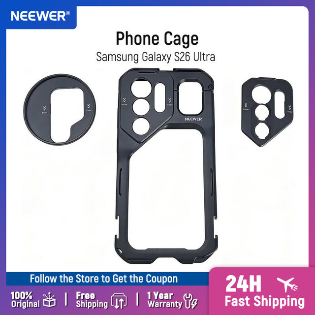 NEEWER S26 Ultra Smartphone-Käfig Mobile Video-Rig Stabilisator Vlog-Kit in Schwarz mit 3X Rückplatte für 67mm Filter, 17mm Smartphone-Objektiv und T-Mount-Objektiv - Bild 1