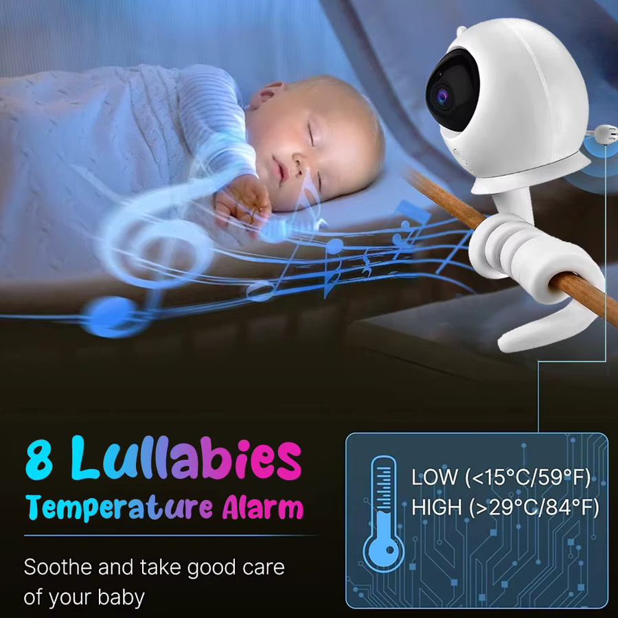 Zysecurity Drahtloses Video-Babyphone mit 4,3 Zoll HD-Display, 2-fach Zoom, 2-Wege-Audio und IR-Nachtsicht in Weiß - Bild 6