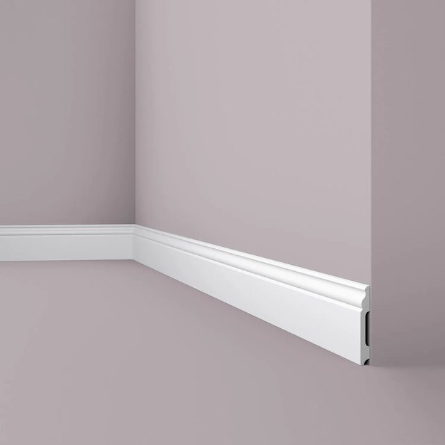 NMC Wallstyl Sockelleiste Zierleiste Stuckleiste Weiß, H x B x T: 10 x 1,3 x 200 cm - Bild 1