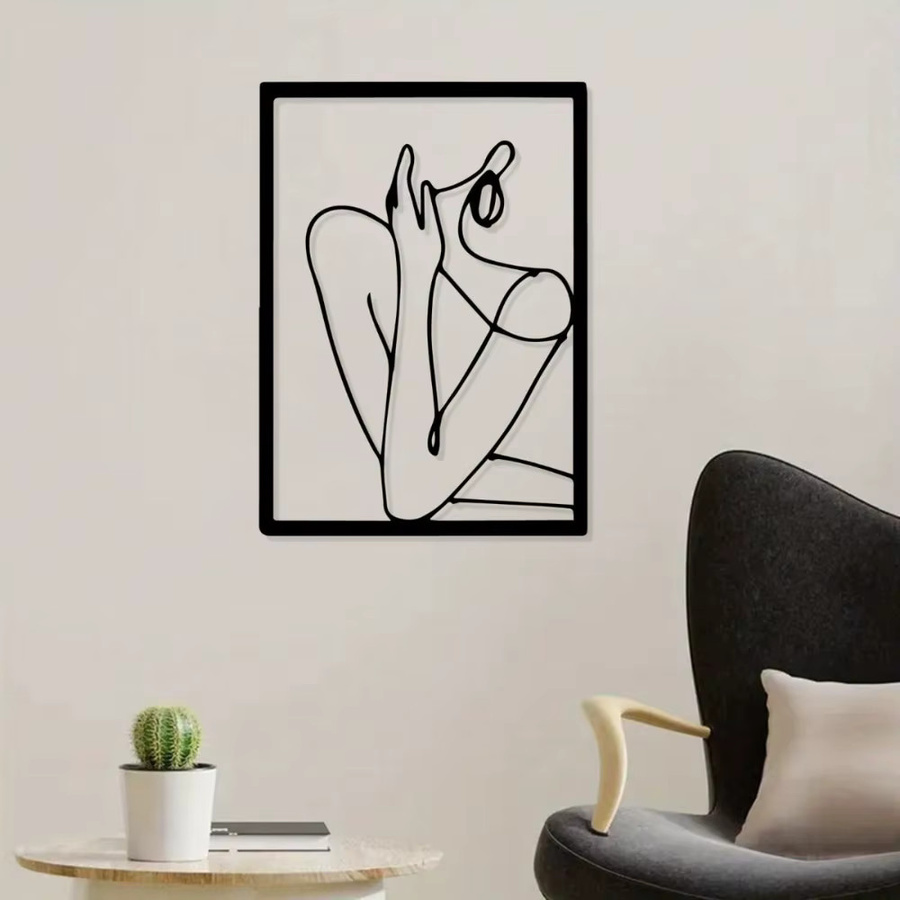 CIFBUY Moderne Metall-Wanddekoration mit abstrakter Frauensilhouette in Schwarz - Bild 2