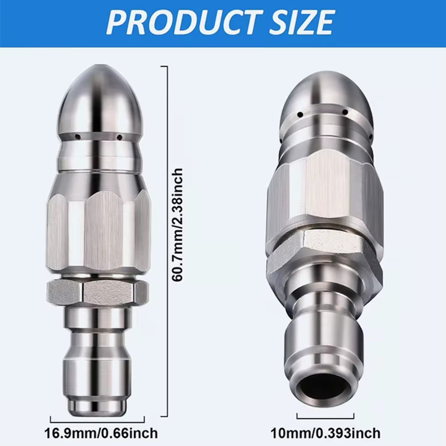VIBRATITE Abwasserrohrstrahldüse aus Edelstahl mit Multi-Jet-Design und Schnellanschluss in Silber - Bild 5