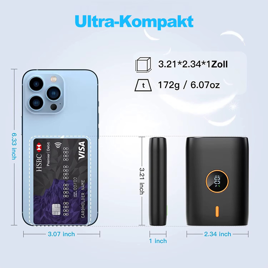 Hagnus Powerbank 10000 mAh mit 22,5 W Schnellladung und USB-C Eingang sowie Ausgang in Orange oder Schwarz - Bild 4