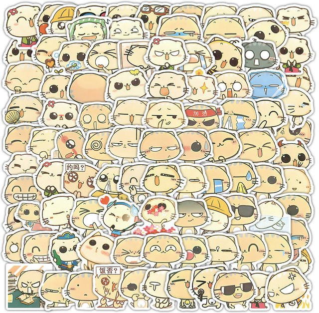 Papery Pop Store Katzen-Emoji Dekorative Aufkleber, 103 Blatt, Mehrfarbig, für Tagebuch, Planer und DIY Bastelbedarf - Bild 1