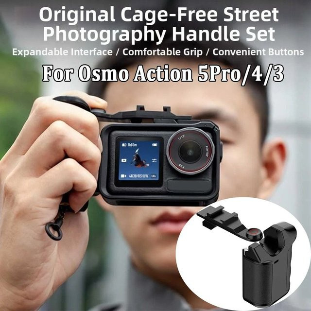 Quick Release Xplorer Grip Kit Street Grip Halterung aus Kunststoff in Schwarz für DJI Osmo Action 5 Pro, Osmo Action 4 und Osmo Action 3 - Bild 1