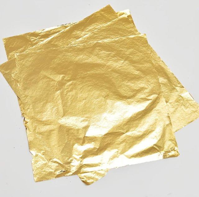 WTEMPO Dekorative Folienblätter für DIY Kunst und Scrapbooking, 10 Stück, Gold, Glänzend - Bild 1