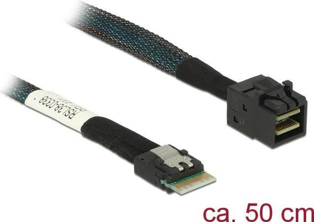 Delock Slim SAS SFF-8654 4i auf Mini SAS HD SFF-8643 Anschlusskabel, Schwarz, Länge: 50 cm - Bild 1