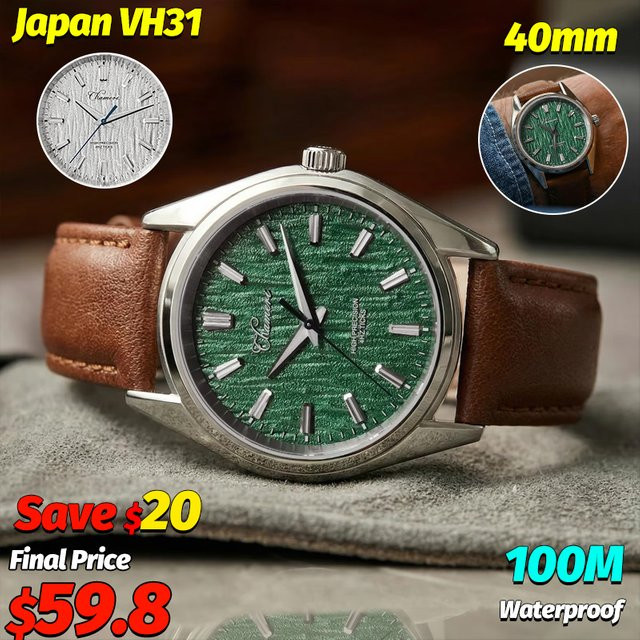 Watchdives Armbanduhr Vintage, Quarz, Edelstahl, 37 mm, Herren - Bild 1