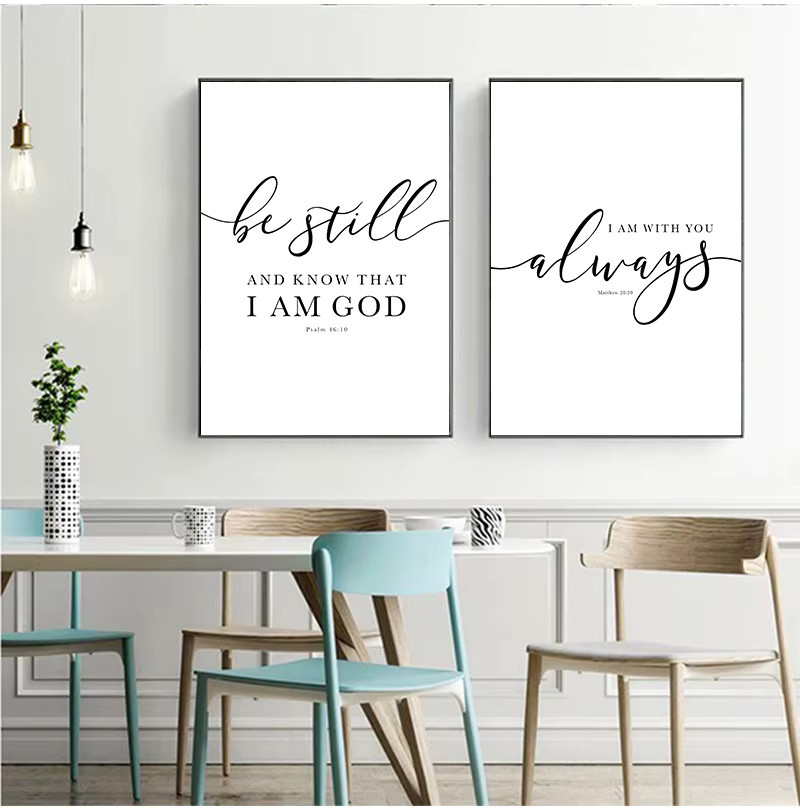 Potdemiel Leinwandgemälde mit christlichem Bibelvers-Zitat in Schwarz-Weiß, minimalistische Wandkunst mit Typografie - Bild 2