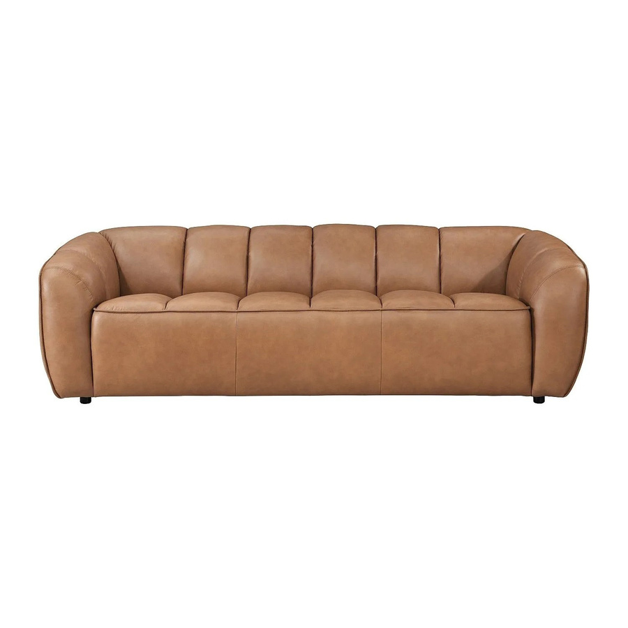 Pradoni Sofa aus Rindsleder in Kamel mit Steppeffekt, Breite: 234 cm - Bild 2
