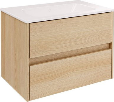 Fackelmann Waschplatz-Set Compact Line in Lindberg-Eiche, Braun/Weiß, B/H/T: 71,0 x 51,5 x 46,5 cm - Bild 1