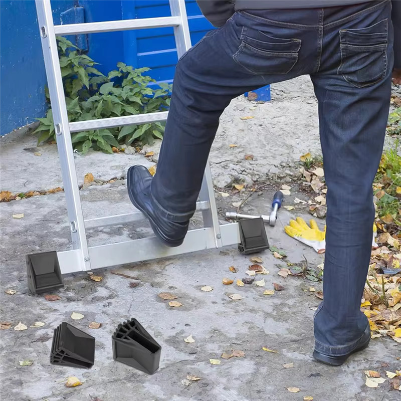 ABRN Leiterfüße 4er-Pack aus Gummi in Schwarz, rutschfeste Leiterfußabdeckung und Ersatzteile für Teleskopleitern - Bild 2