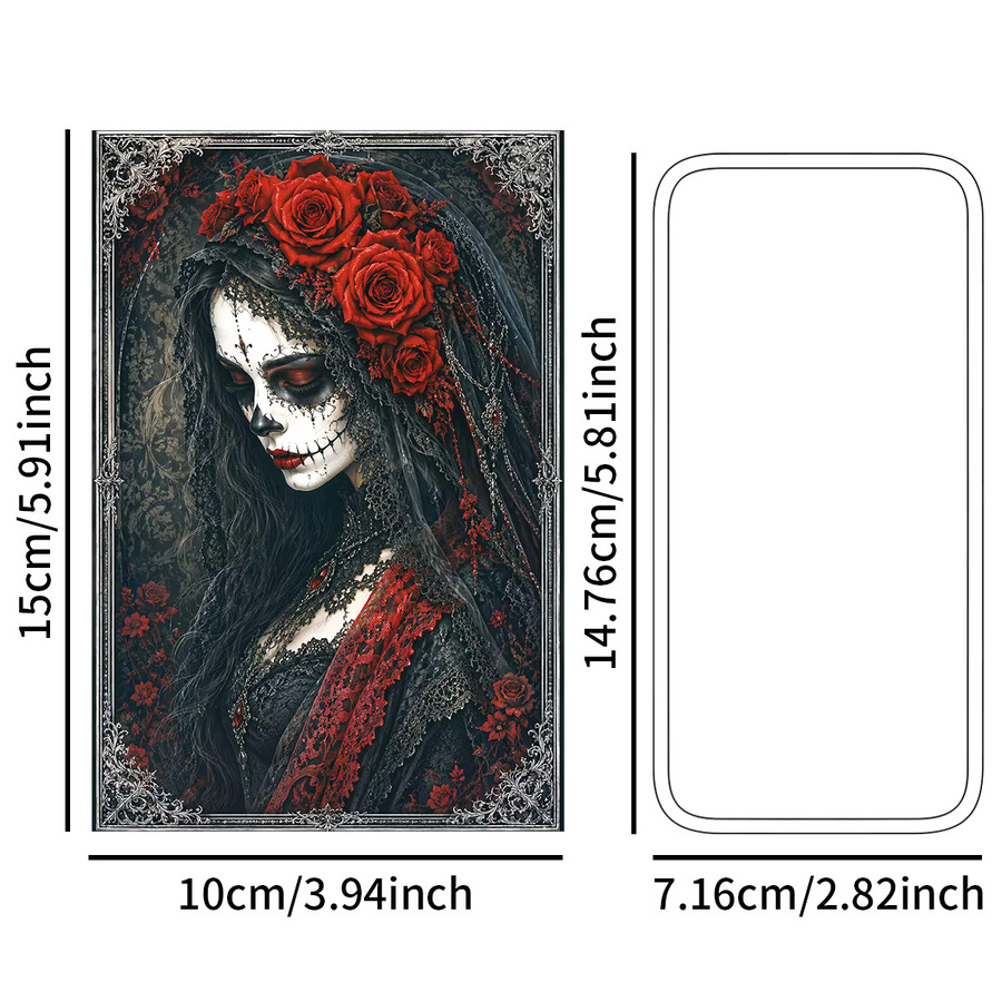 20 Stück Retro Halloween Postkarten mit Totenköpfen und roten Rosen für Journaling und Wandkunst - Bild 3
