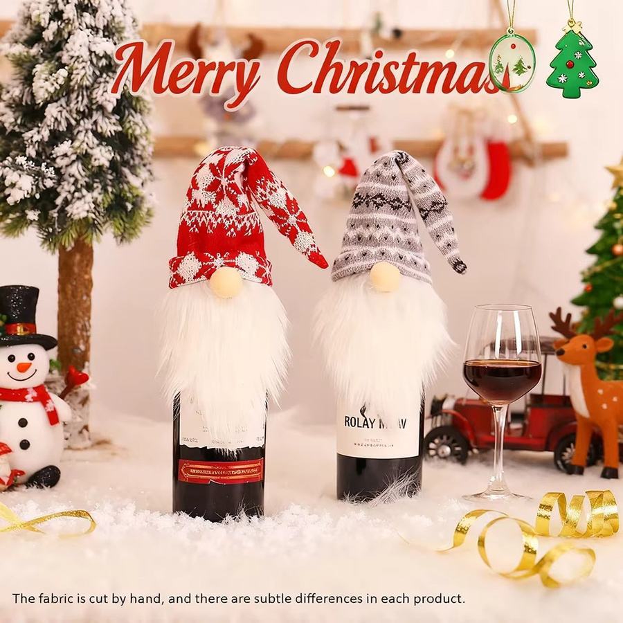 Rote Flaschentasche aus Textil für Weihnachten und Silvester zur Tischdekoration - Bild 3