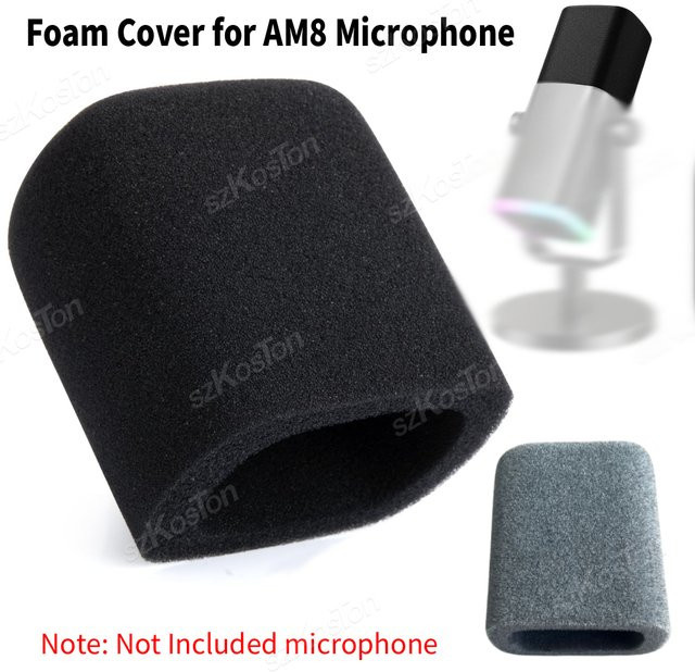 SZKOSTON Schwammschaum-Abdeckung für AM8-Mikrofon in Schwarz, hochdichte Windschutzscheibe und Pop-Filter zur Rauschunterdrückung - Bild 1