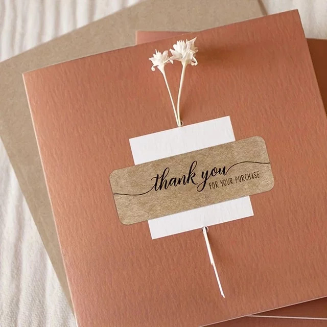 120 Stück Kraftpapier Dankeschön Aufkleber in Braun für deine DIY Geschenkverpackung und Geschäftsetiketten - Bild 1