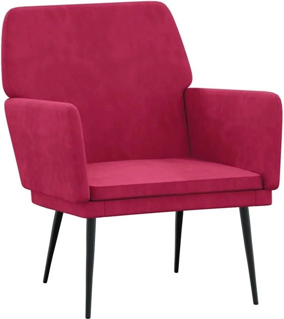 vidaXL Sessel in Weinrot mit Samtbezug und Metallgestell B/T/H: 62 x 79 x 79 cm - Bild 1