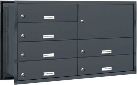AL Briefkasten für 6 Parteien, Mauerdurchwurf, grau, B/H/T: 76,8 x 46 x 48,0 cm - Bild 1
