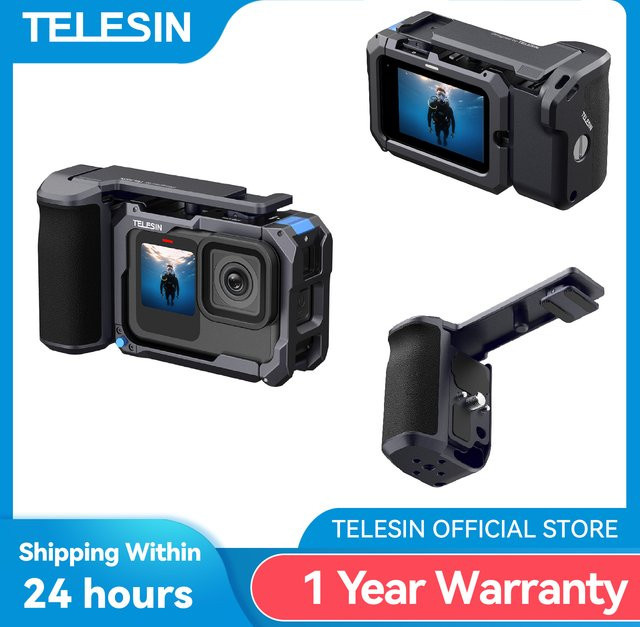 TELESIN StreetGrip Kit Handgriffhilfe mit Dual Cold Shoe Adapter für GoPro 13 12 11 10 9 in Schwarz - Bild 1
