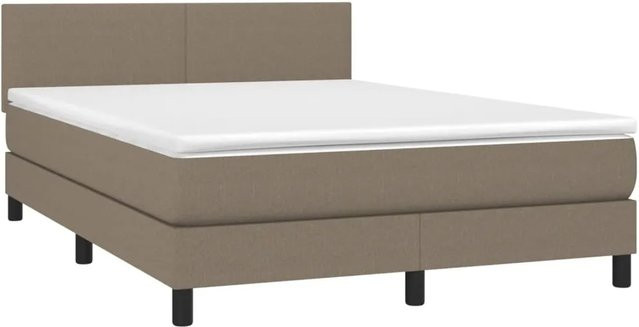 vidaXL Boxspringbett Hybrid mit Matratze und LED-Beleuchtung in Taupe, B/T: 140 x 190 cm - Bild 1