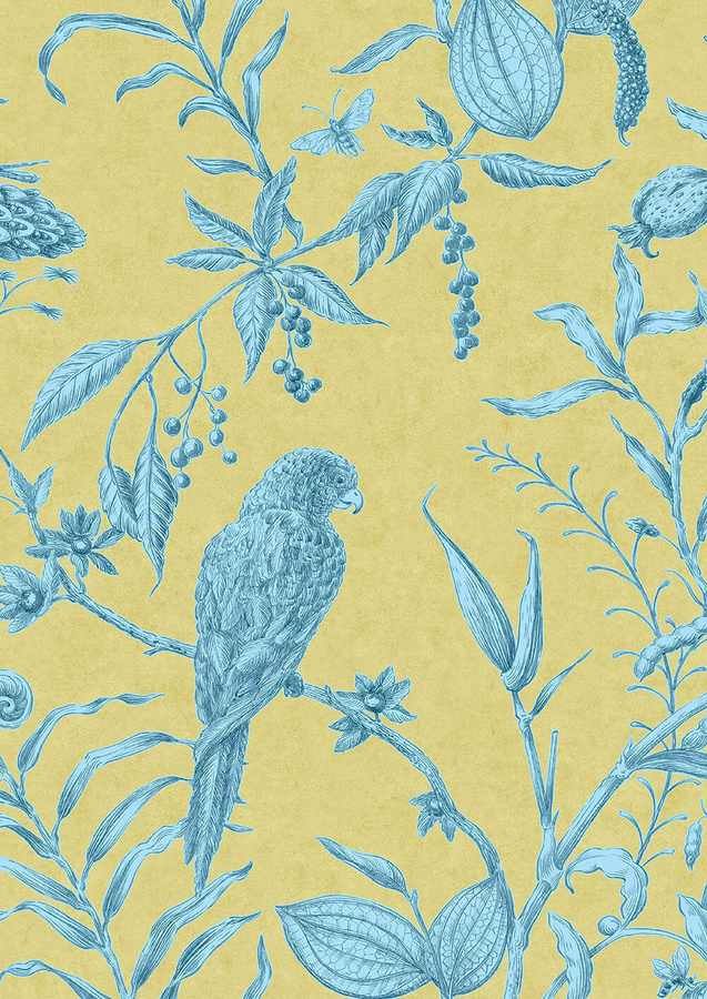 Lewis & Wood Tapete Squawk Curaçao mit floralem Tier- und Botanikmuster in Multicolour - Bild 1
