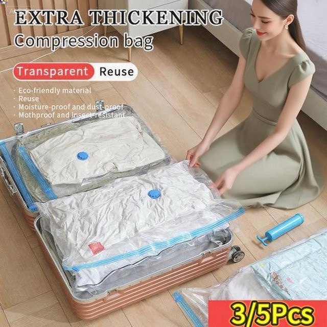 Olevo Vakuum-Aufbewahrungsbeutel für Kleidung und Bettwäsche, transparente platzsparende Organizer-Taschen aus Kunststoff - Bild 1