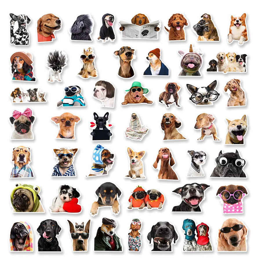 50 Stück Cartoon-Hunde-Aufkleber aus PVC in Mehrfarbig für Kinder und Scrapbooking-Dekorationen - Bild 3