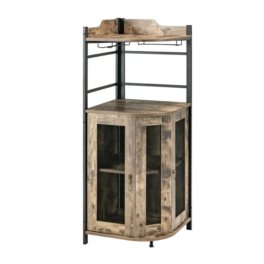Costway Barschrank Industrial Hellbraun B: 46 cm, T: 46 cm, H: 130 cm - Bild 2