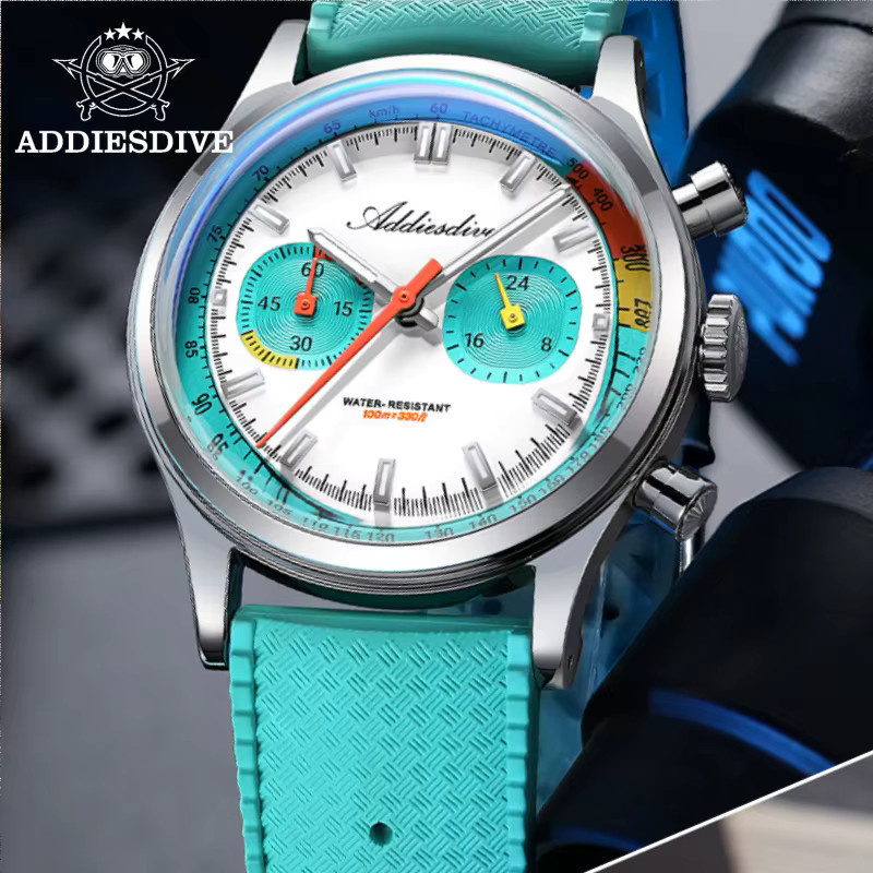 ADDIESDIVE Chronograph, Quarz, 38 mm, Herren, FKM-Armband, 10 Bar wasserdicht - Bild 2