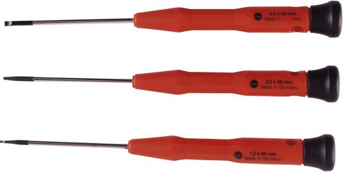 Connex Schraubendrehersatz 3-teilig aus Stahl mit Längsschlitz in Rot und Schwarz - Bild 1