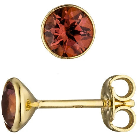 Colfem Ohrstecker, 585 Gelbgold, rosa Turmalin, Unisex - Bild 1