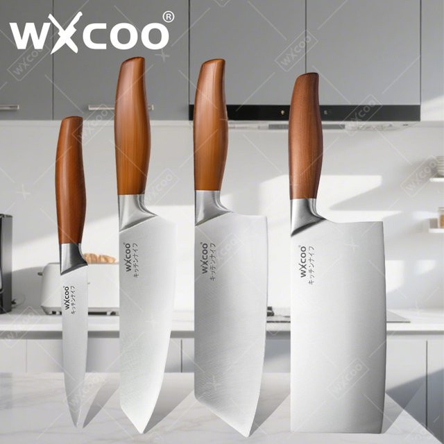 WXCOO Santoku Küchenmesser aus Edelstahl in Silber mit Holzgriff - Bild 1
