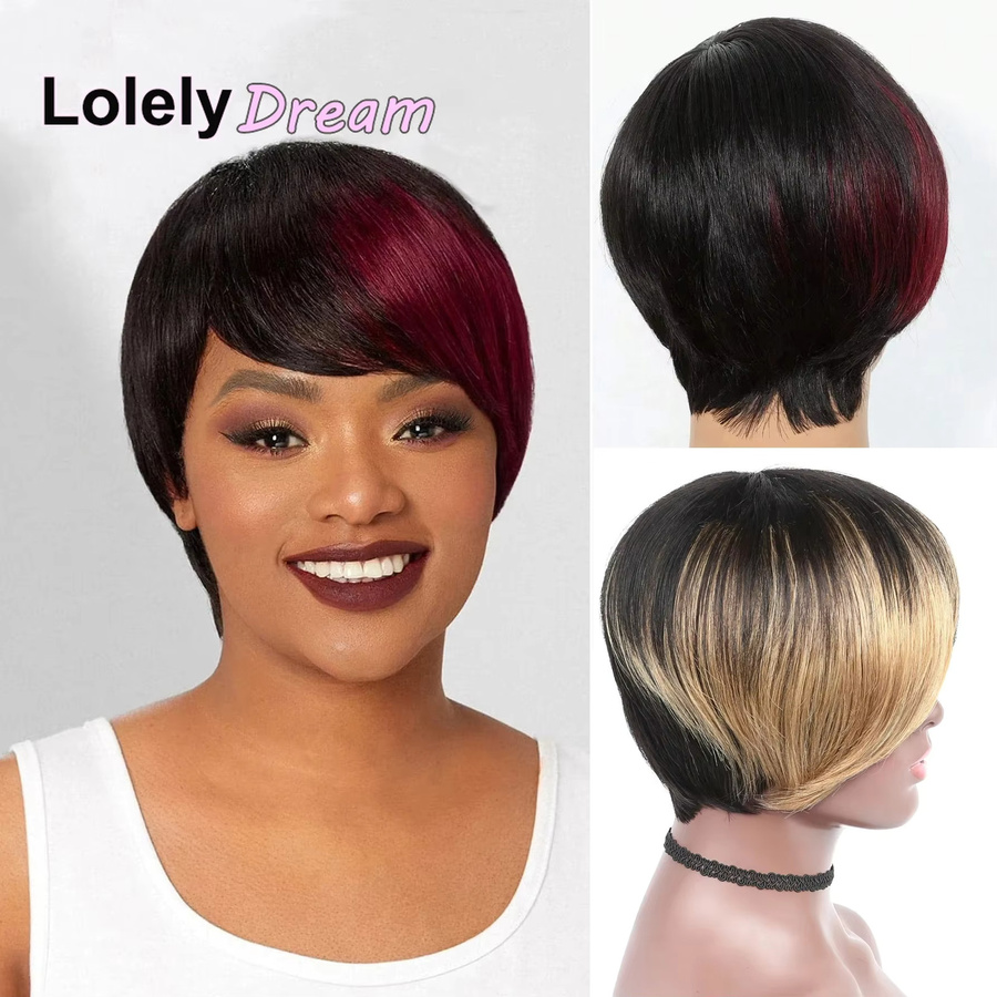 Lolely Dream Pixie-Cut Echthaarperücke, kurz, maschinell gefertigt - Bild 2