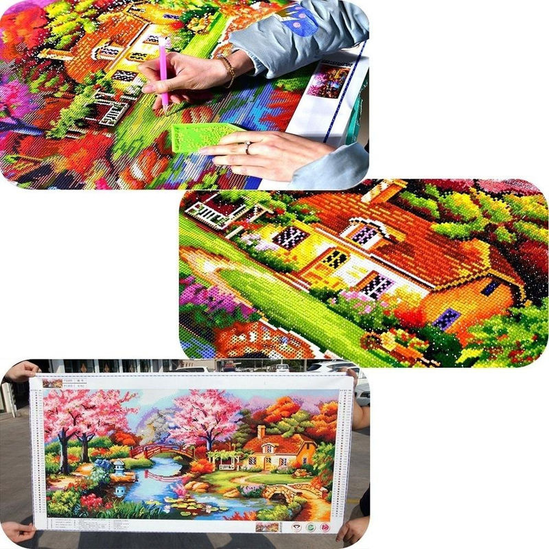 FIYO Diamond Painting Mond Landschaft 5D Wanddeko mit runden Steinen, mehrfarbig, B: 30 cm x H: 20 cm - Bild 2