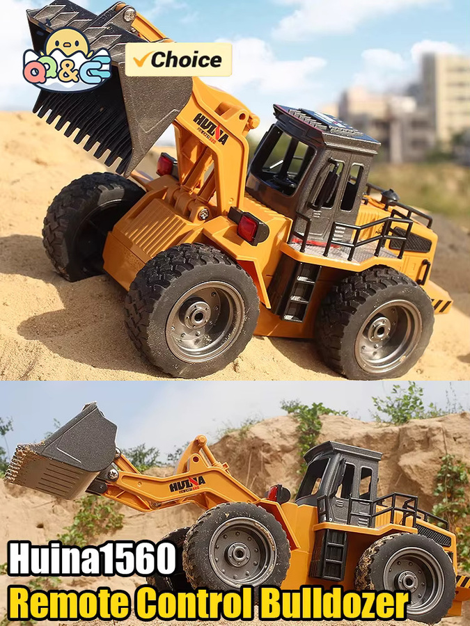 HUINA 1560 RC Bulldozer Modell im Maßstab 1:18, gelber ferngesteuerter Traktor aus Metall für Engineering-Spielzeuge - Bild 6