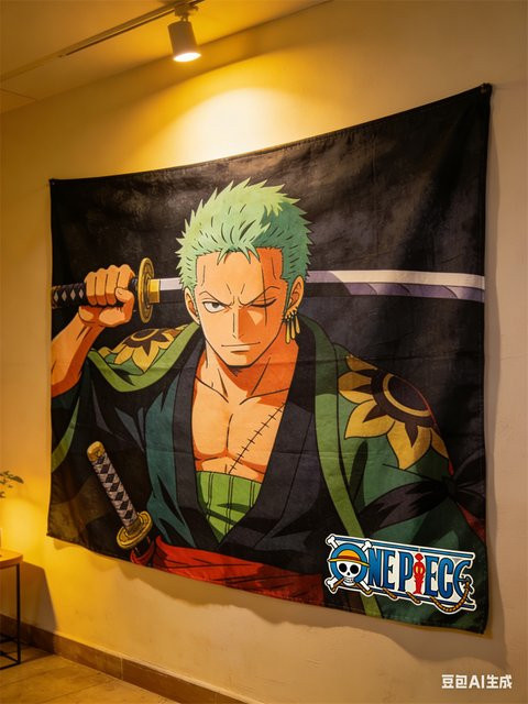 Bandai One Piece Anime Wandteppich mit Zoro-Motiv, dekorativer Wandbehang in Multicolour - Bild 1