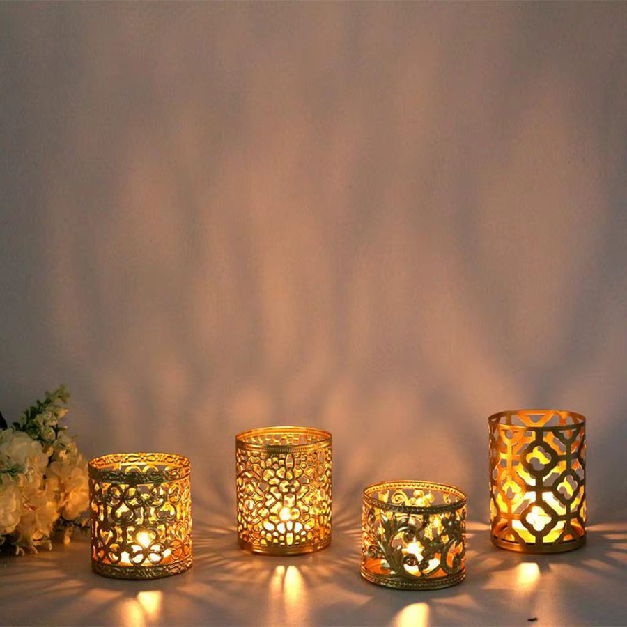 Kesoto Kerzenhalter aus Eisen in Gold mit floralem Design für die Tischdekoration - Bild 5