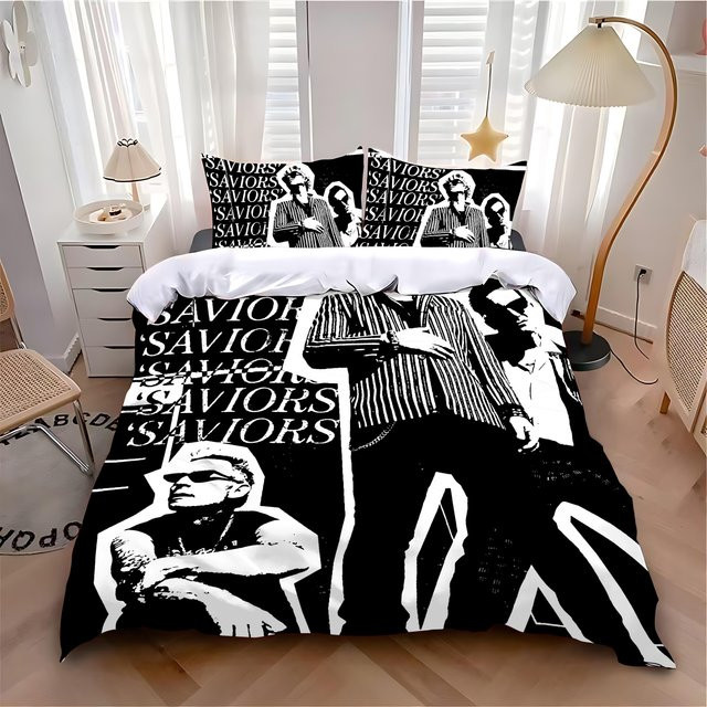 Greendays Rockband Bettwäsche-Set mit Bettbezug und Kissenbezug aus Mikrofaser in Schwarz, B/H: 135 x 200 cm - Bild 1