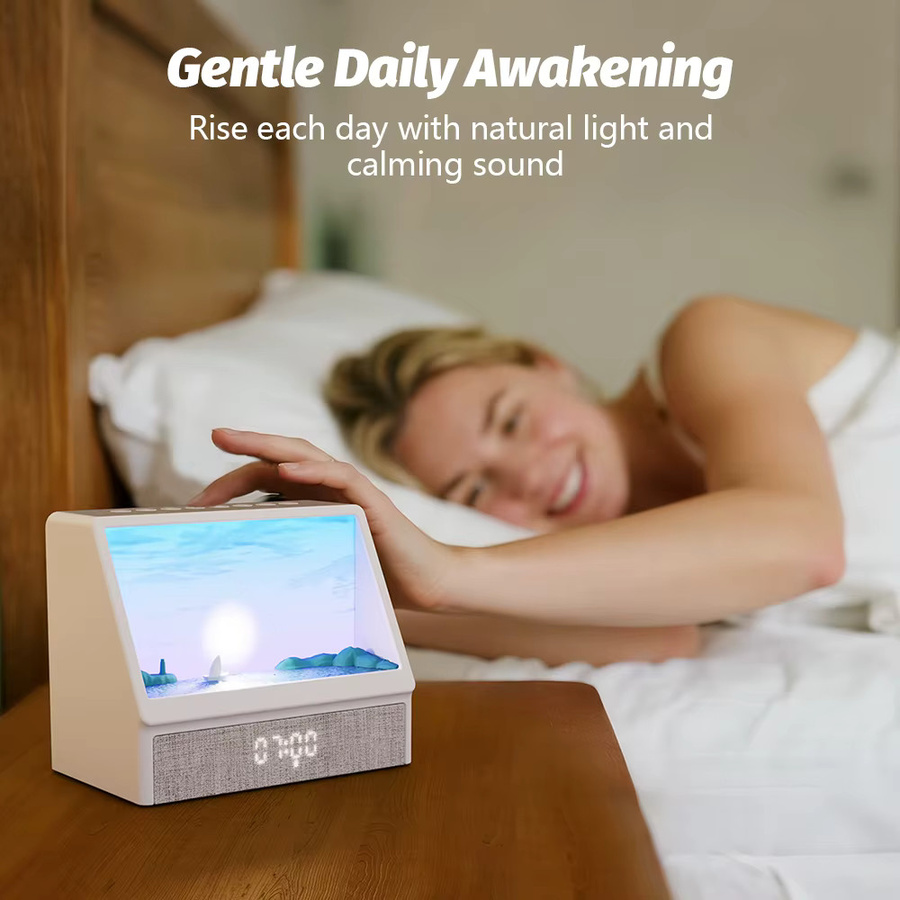 Sonnenaufgang Wecker mit Bluetooth und Nachtlicht in Weiß inklusive Fernbedienung und 5-stufiger Helligkeitsregulierung - Bild 2