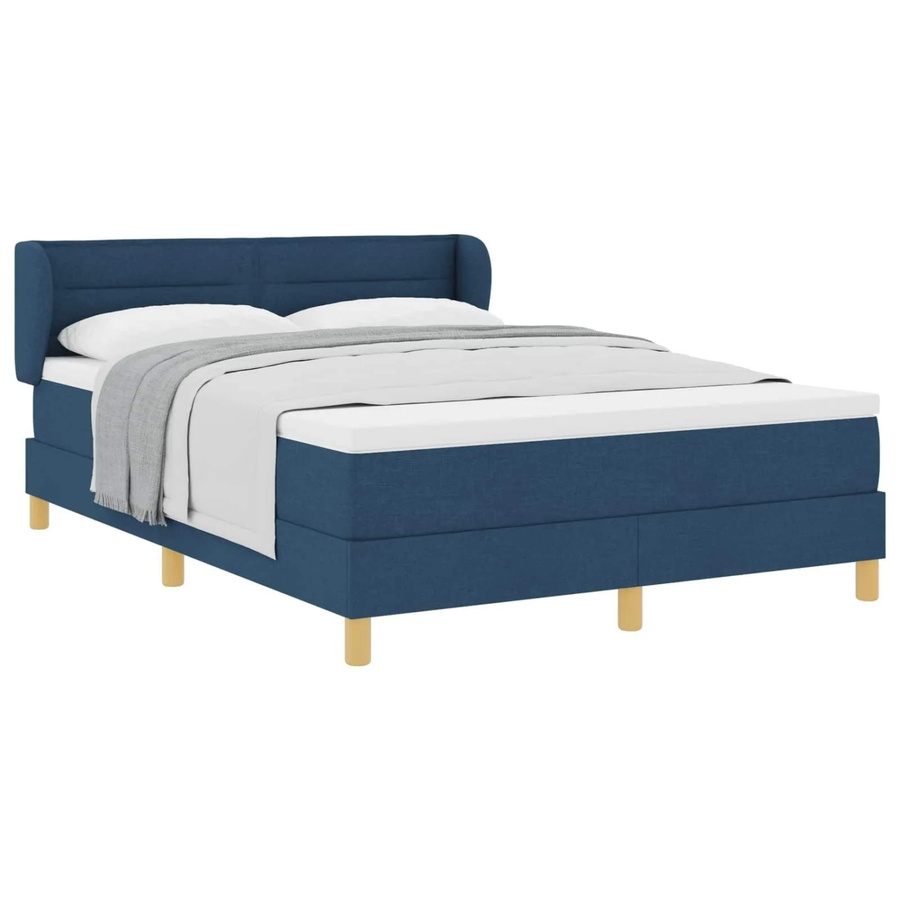 vidaXL Boxspringbett mit Matratze und Kopfteil in Blau, B/T/H: 140 x 190 x 88 cm - Bild 2
