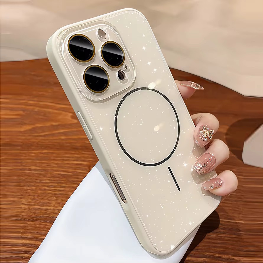 NUCWIN Luxuriöse Glitzer-Schutzhülle mit MagSafe, Kameraschutz und kabelloser Ladefunktion für iPhone 15, 16 Plus, 13, 12, 14, 11 Pro Max und iPhone 16 in Grau - Bild 1