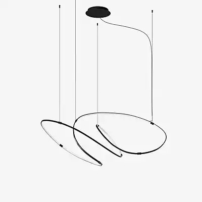 10 HEURES 10 Zigouzi LED Pendelleuchte in Schwarz, moderner Ring aus Metall, Höhe: 150 cm - Bild 1
