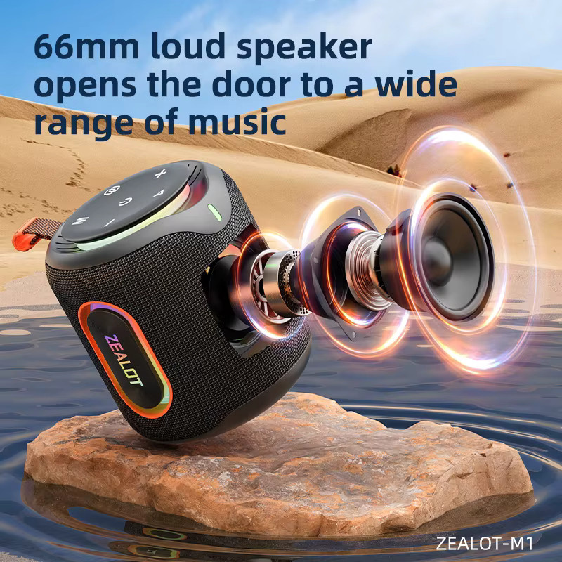 ZEALOT M1 Kabelloser Lautsprecher mit 30 W, RGB-Beleuchtung, IPX6 wasserdicht, 30 Stunden Spielzeit, Schwarz/Multicolor - Bild 2